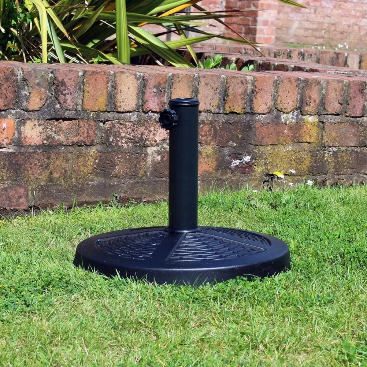 Rattan Effect Parasol Base - Black – image 2