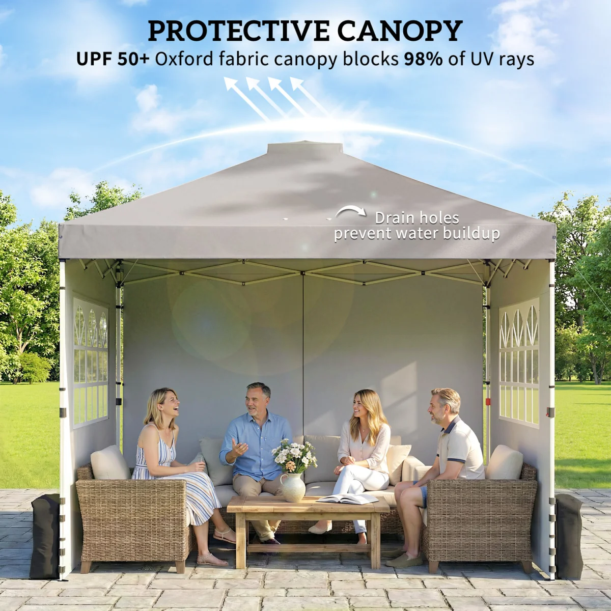 Outsunny Pop Up Canopy Waterproof Height Adjustable 3 x 3 m - Grey – image 2