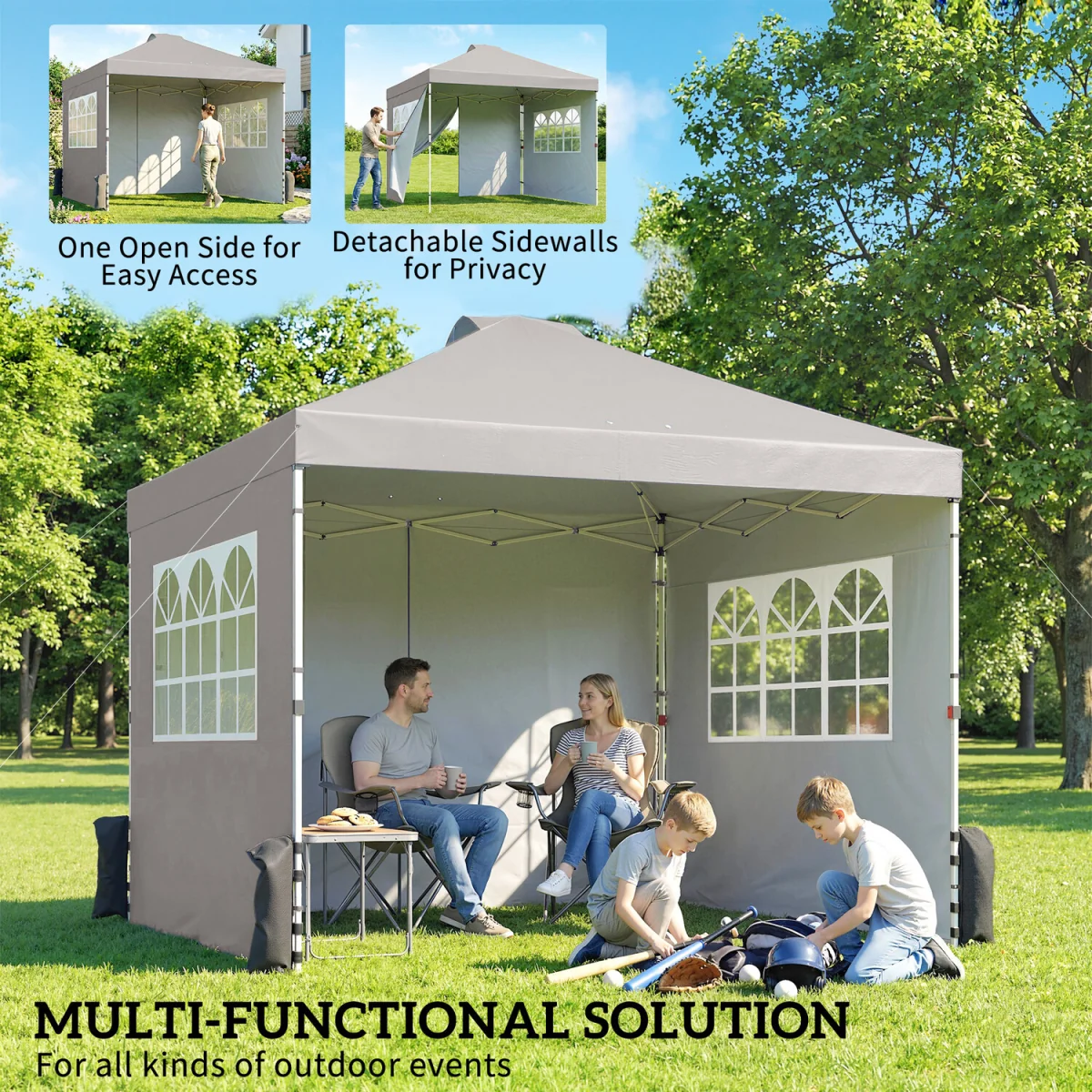 Outsunny Pop Up Canopy Waterproof Height Adjustable 3 x 3 m - Grey – image 5