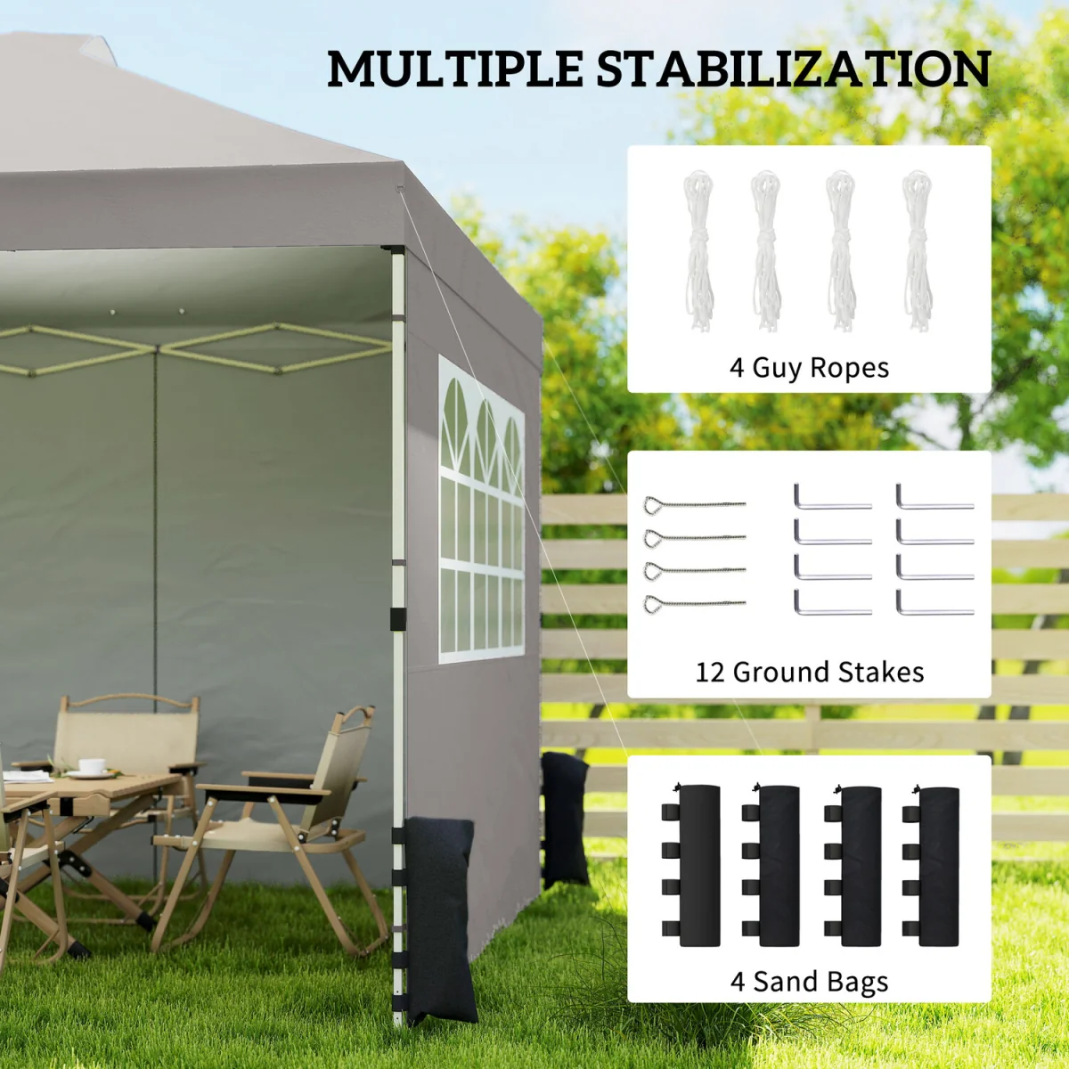 Outsunny Pop Up Canopy Waterproof Height Adjustable 3 x 3 m - Grey – image 6