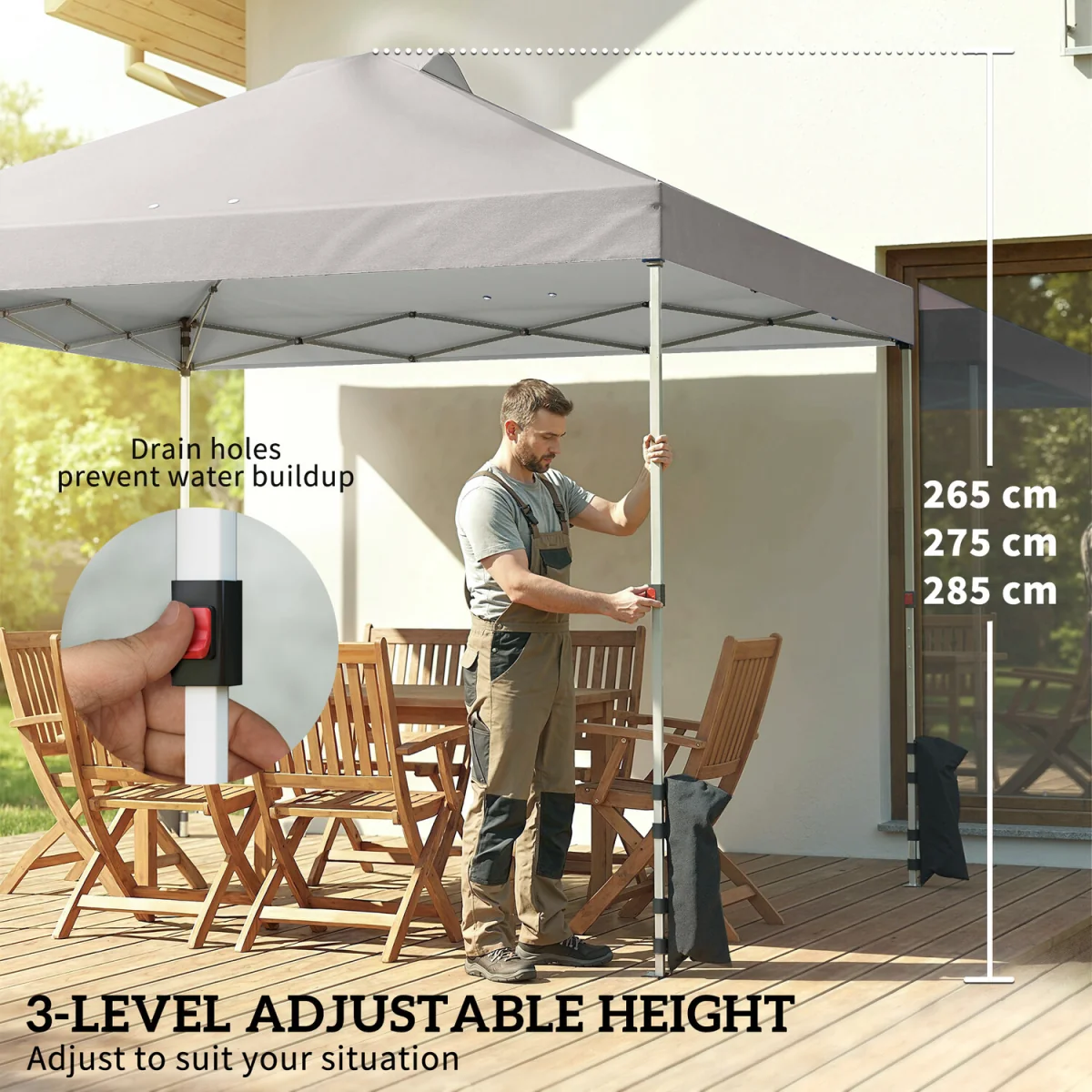 Outsunny Pop Up Canopy Waterproof Height Adjustable 3 x 3 m - Grey – image 7