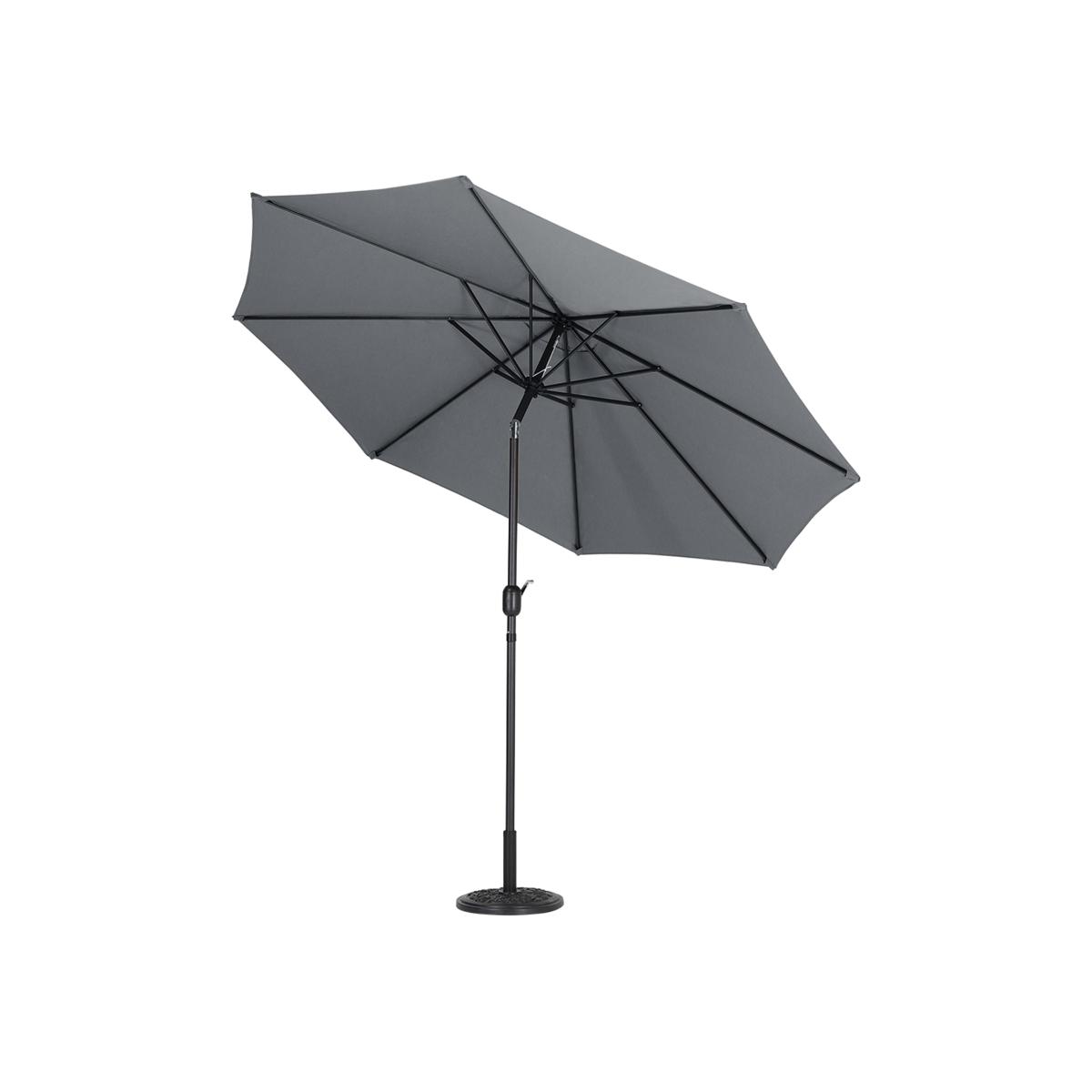 HomeScape Rotating Garden Parasol with Cement Base - Grey