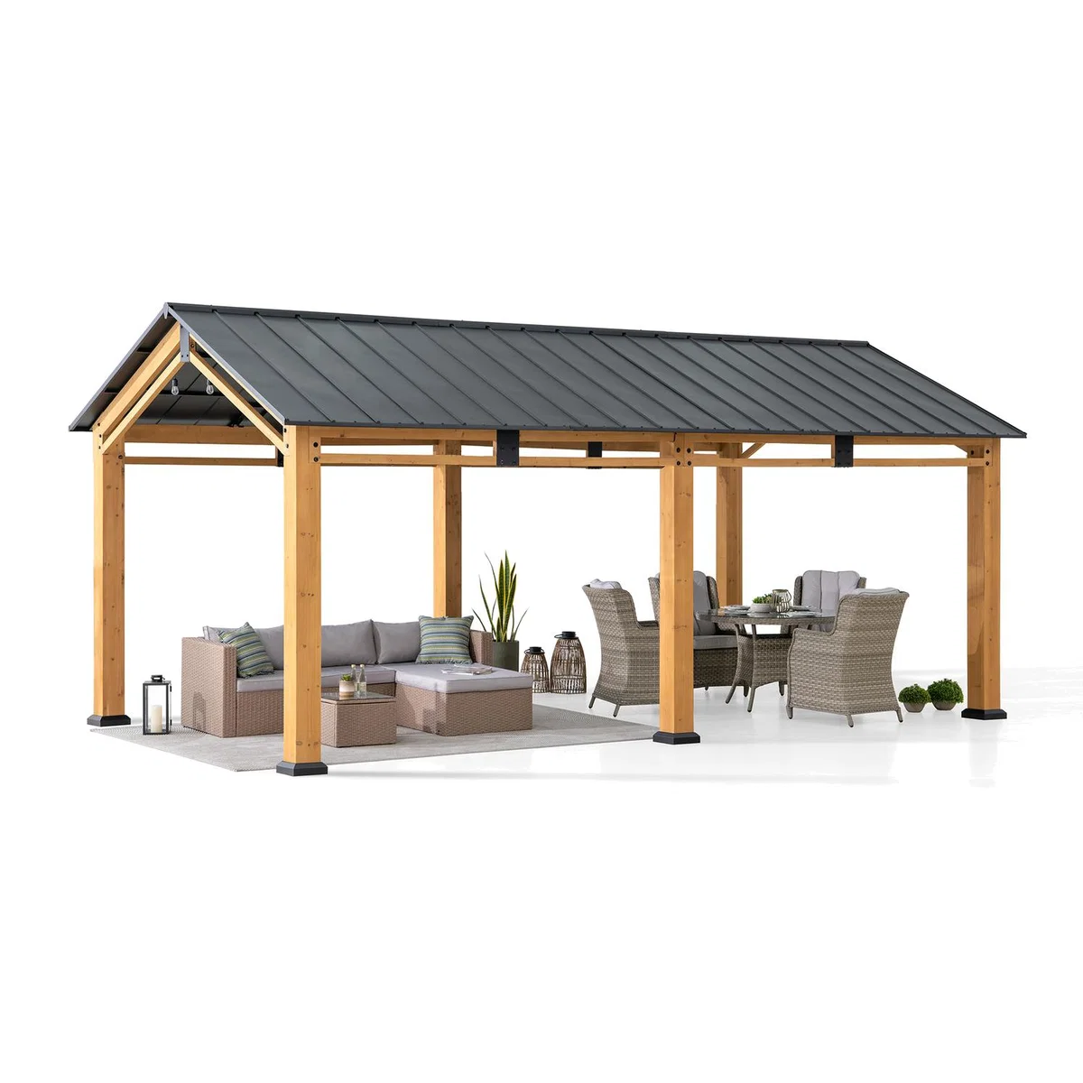 Cedar Wood Gazebo Diran - 6.03m x 3.36m, Anthracite - Anthracite