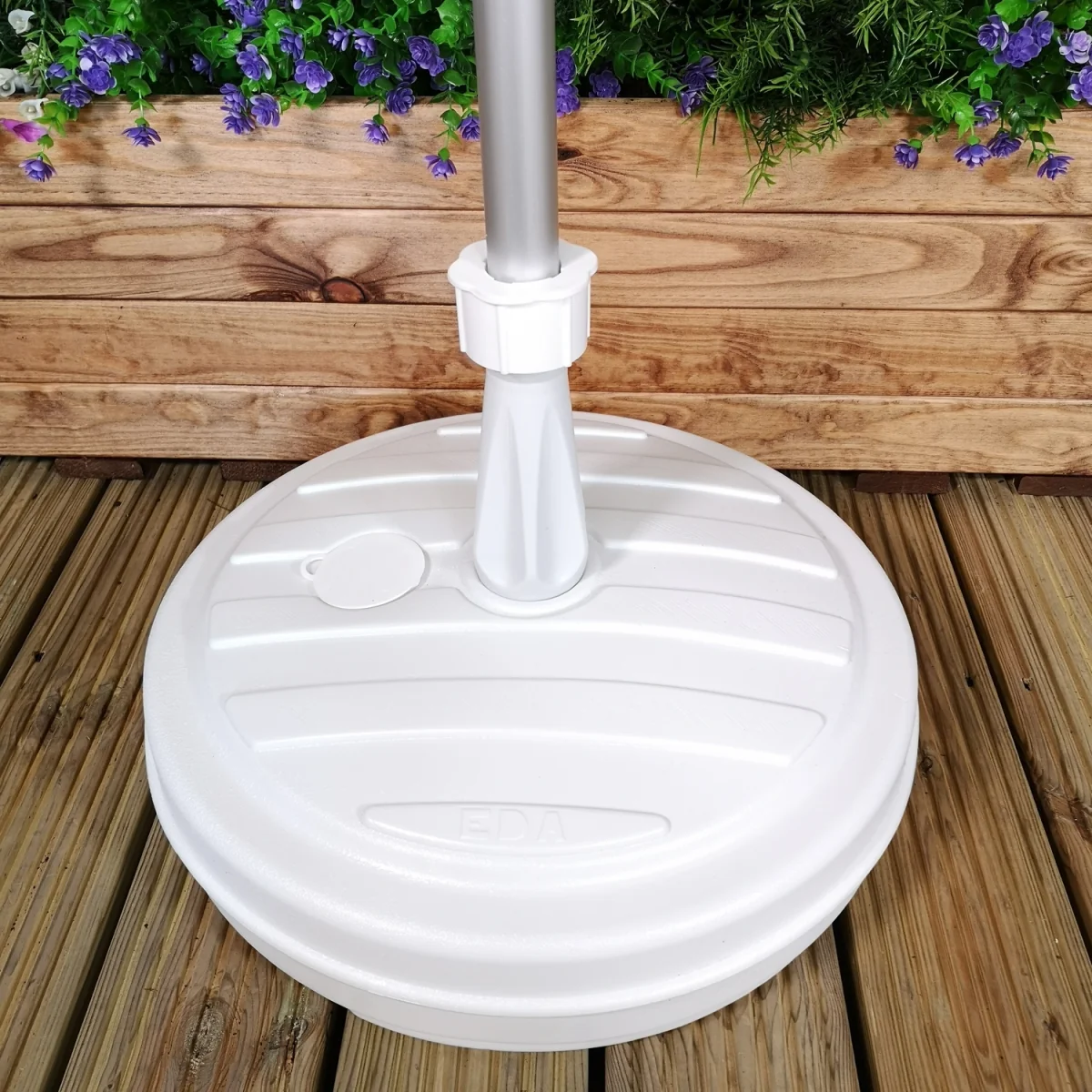 13kg 13 Litre Capacity Water Filled Garden Parasol Umbrella Base in White - White – image 3