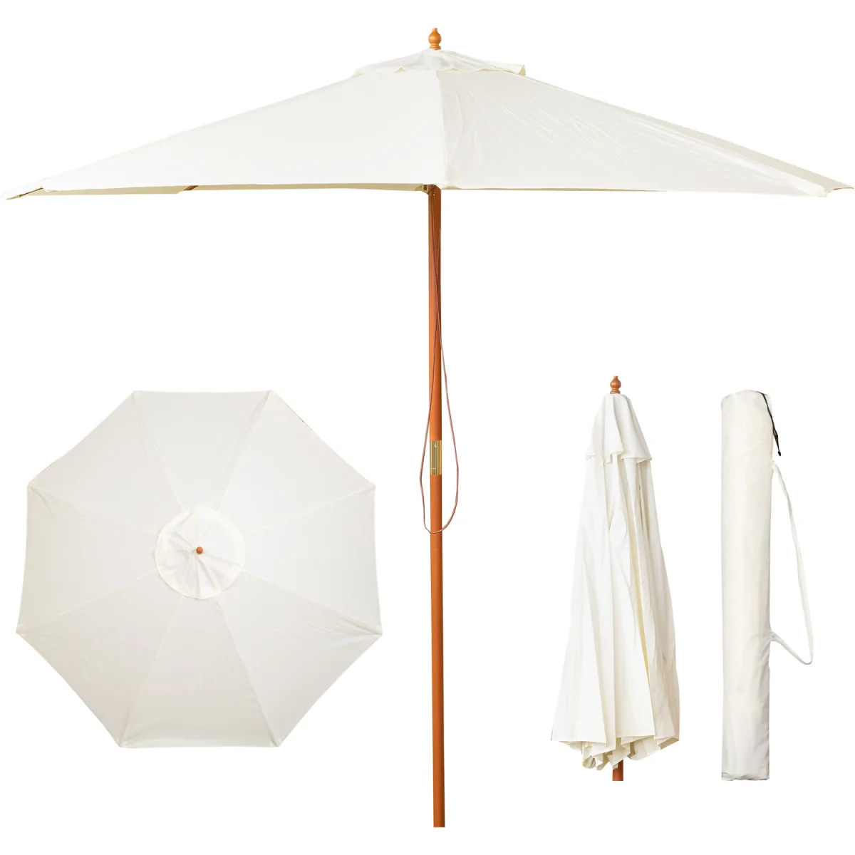 Samuel Alexander 2.7m Outdoor Wooden Garden Parasol Sun Shade with Carry Bag in Cream - Cream – image 9