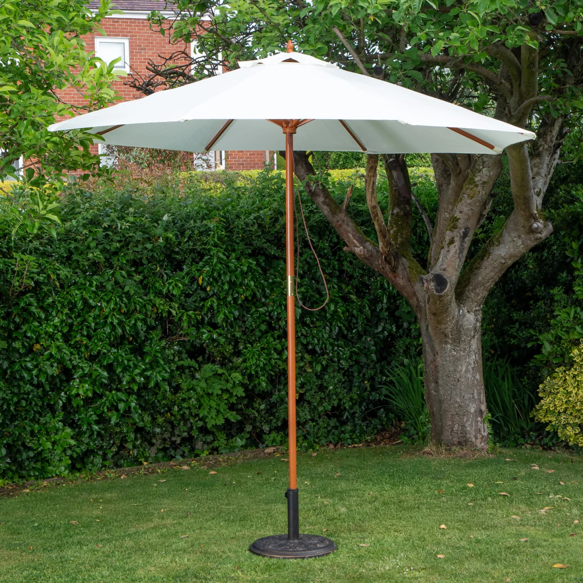 Samuel Alexander 2.7m Outdoor Wooden Garden Parasol Sun Shade with Carry Bag in Cream - Cream – image 1