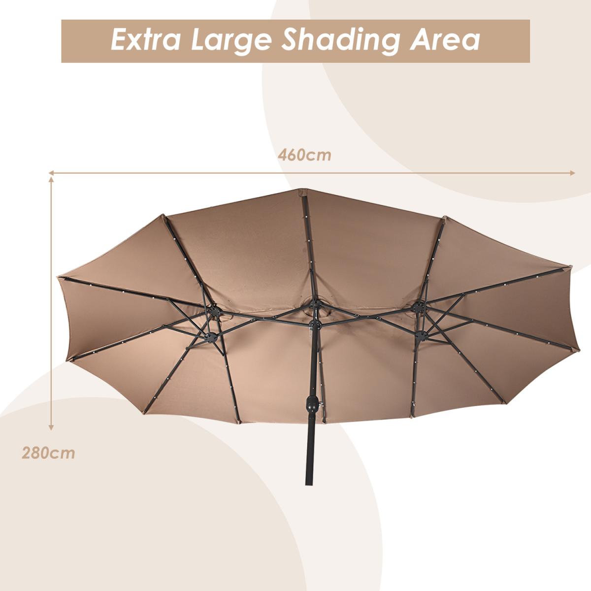 Solar LED Patio Double-Sided Umbrella Brown - Brown – image 7