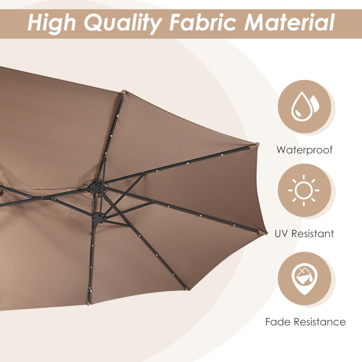Solar LED Patio Double-Sided Umbrella Brown - Brown – image 9