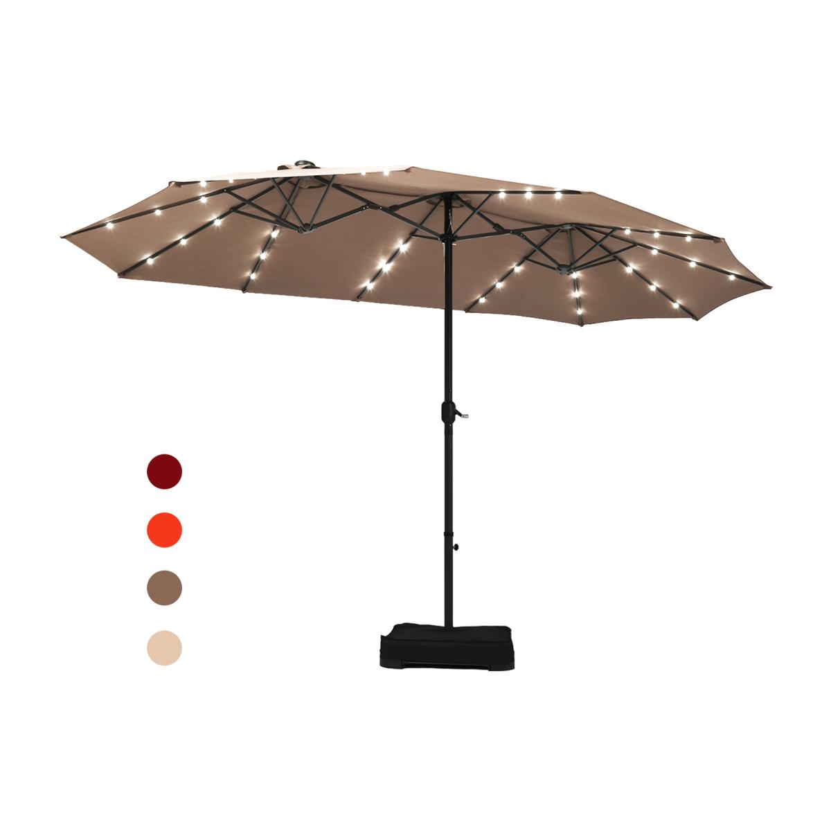 Solar LED Patio Double-Sided Umbrella Brown - Brown – image 1