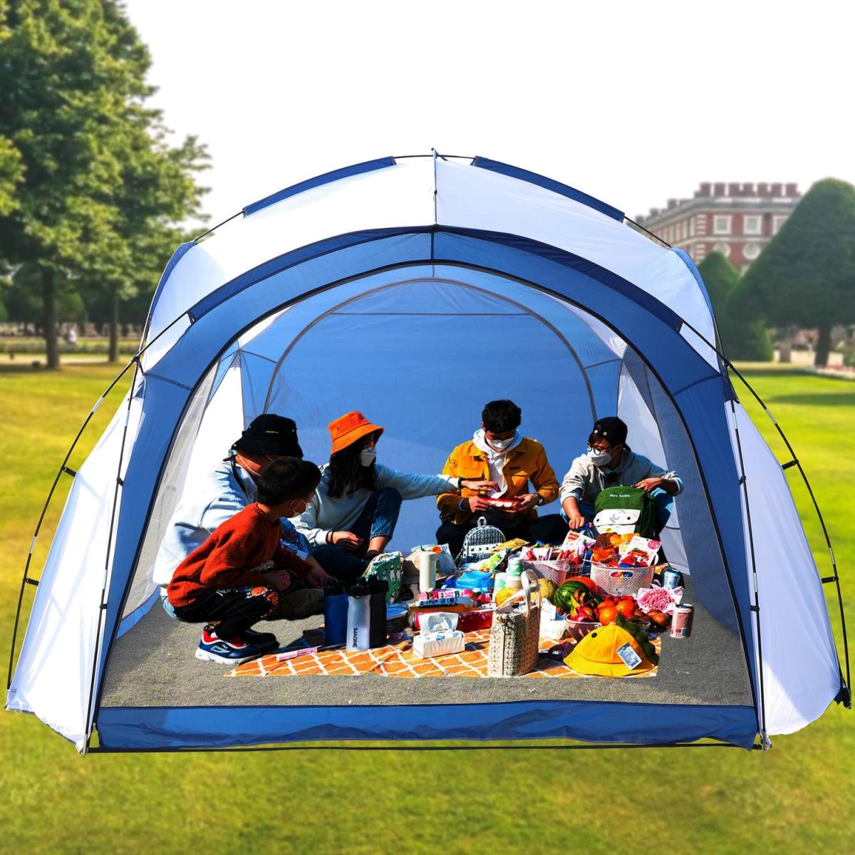 Fiberglass Gazebo with Sides 3.5x3.5m - Blue – image 1