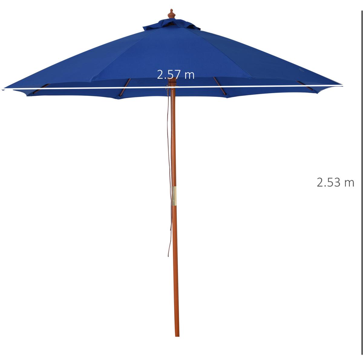 2.5m Wooden Patio Parasol - Blue – image 2