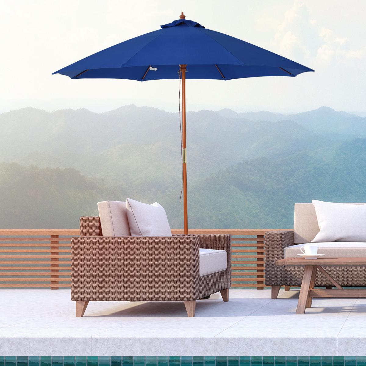 2.5m Wooden Patio Parasol - Blue – image 1