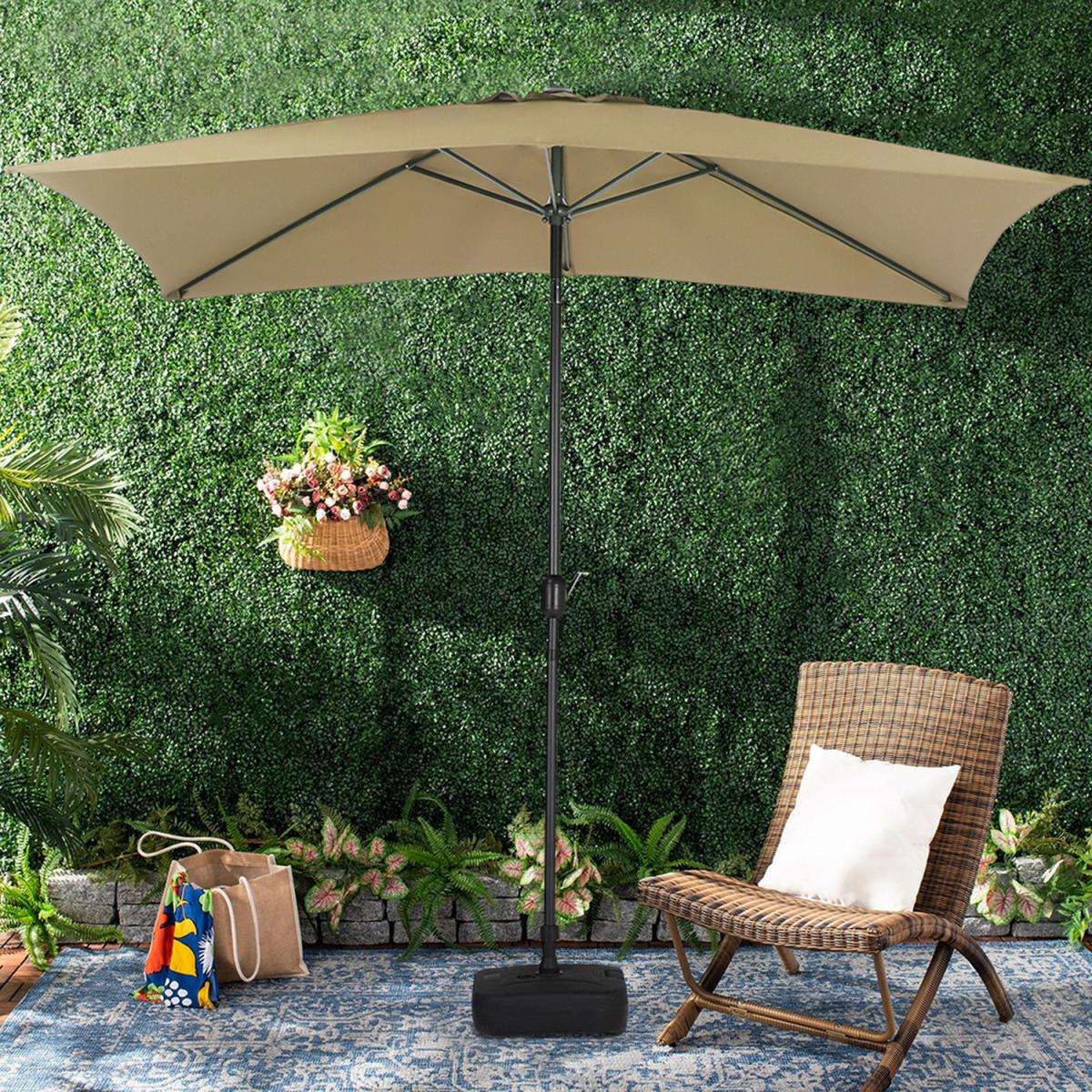 3M Rectangular Traditional Parasol with Square Plastic Base - Light Grey – image 19