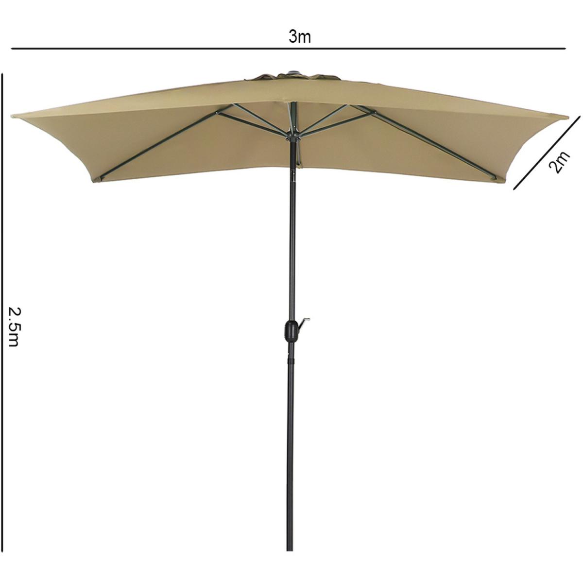 3M Rectangular Traditional Parasol with Square Plastic Base - Light Grey – image 20