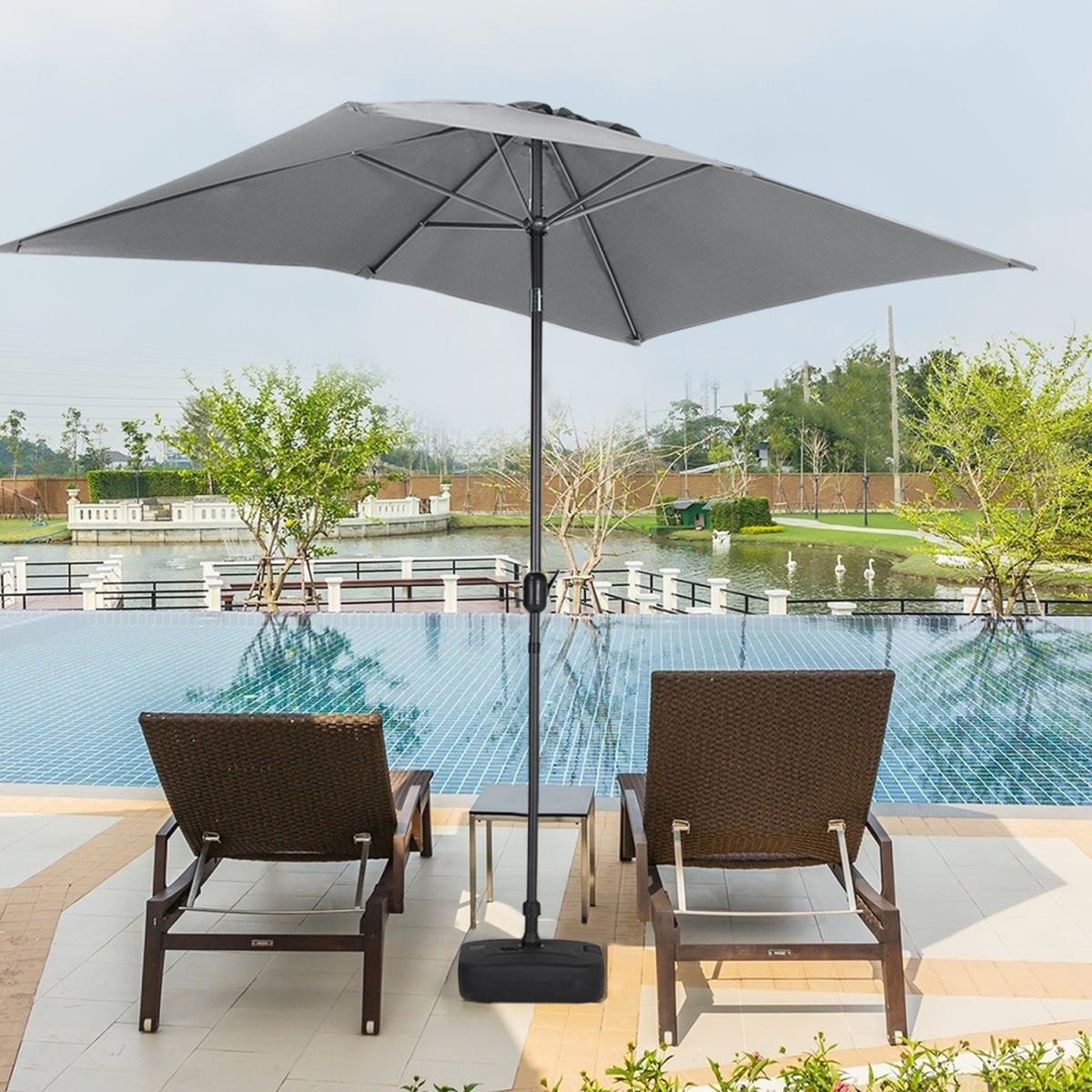 3M Rectangular Traditional Parasol with Square Plastic Base - Light Grey – image 25