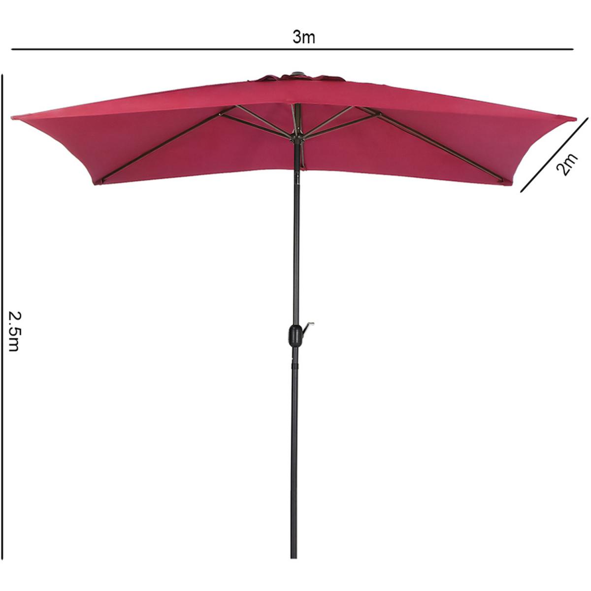 3M Rectangular Traditional Parasol with Square Plastic Base - Light Grey – image 4