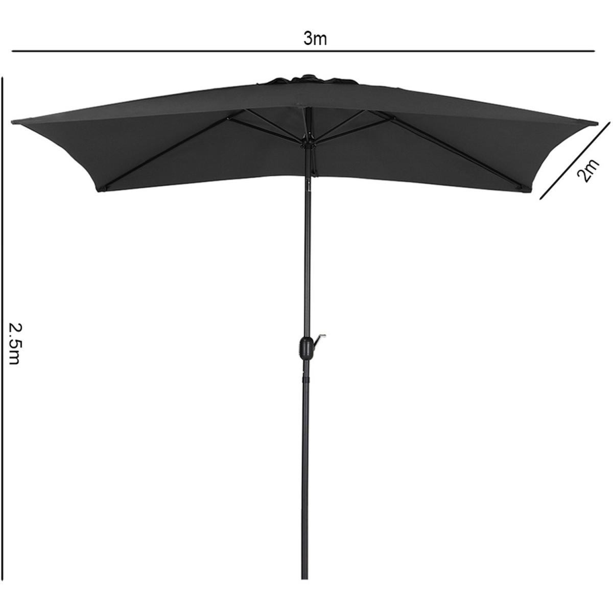 3M Rectangular Traditional Parasol with Square Plastic Base - Light Grey – image 41