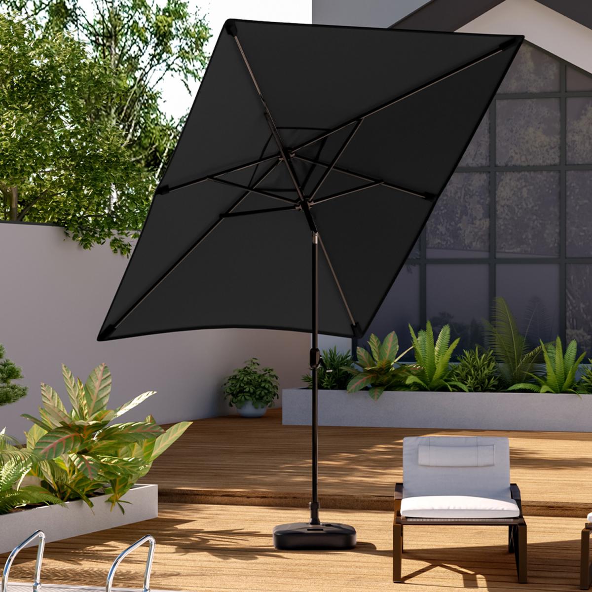 3M Rectangular Traditional Parasol with Square Plastic Base - Light Grey – image 42