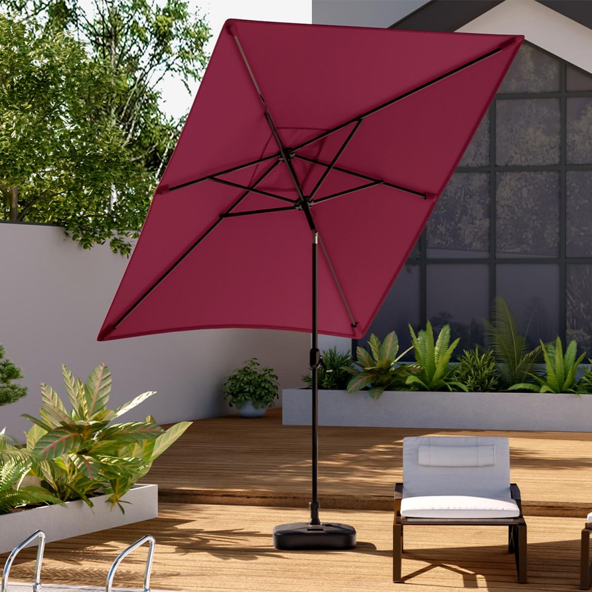 3M Rectangular Traditional Parasol with Square Plastic Base - Light Grey – image 8