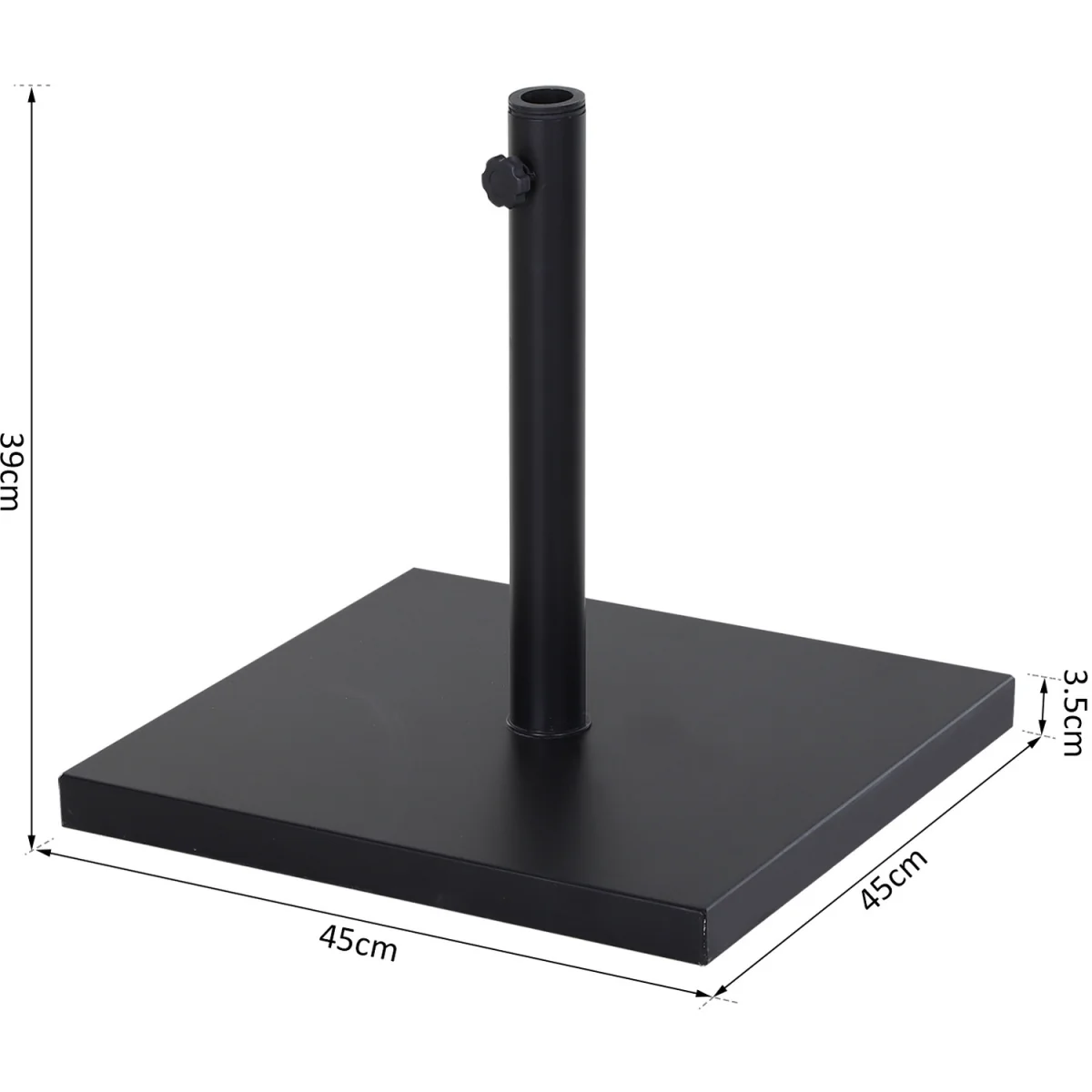18kg Heavy Duty Steel Square Parasol Stand Base - Black – image 2
