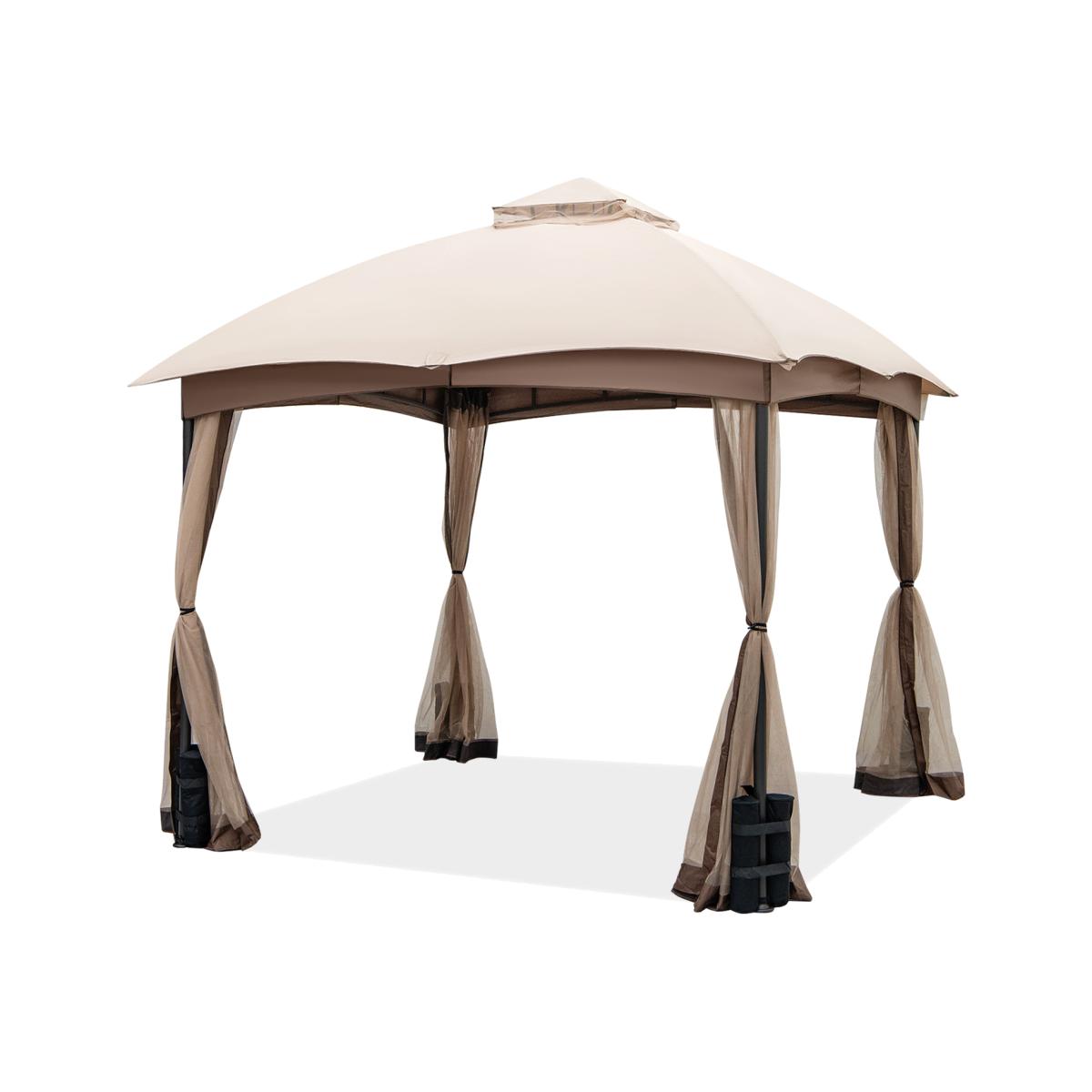 Costway Patio Gazebo Double Vent Canopy Gazebo - Khaki – image 1