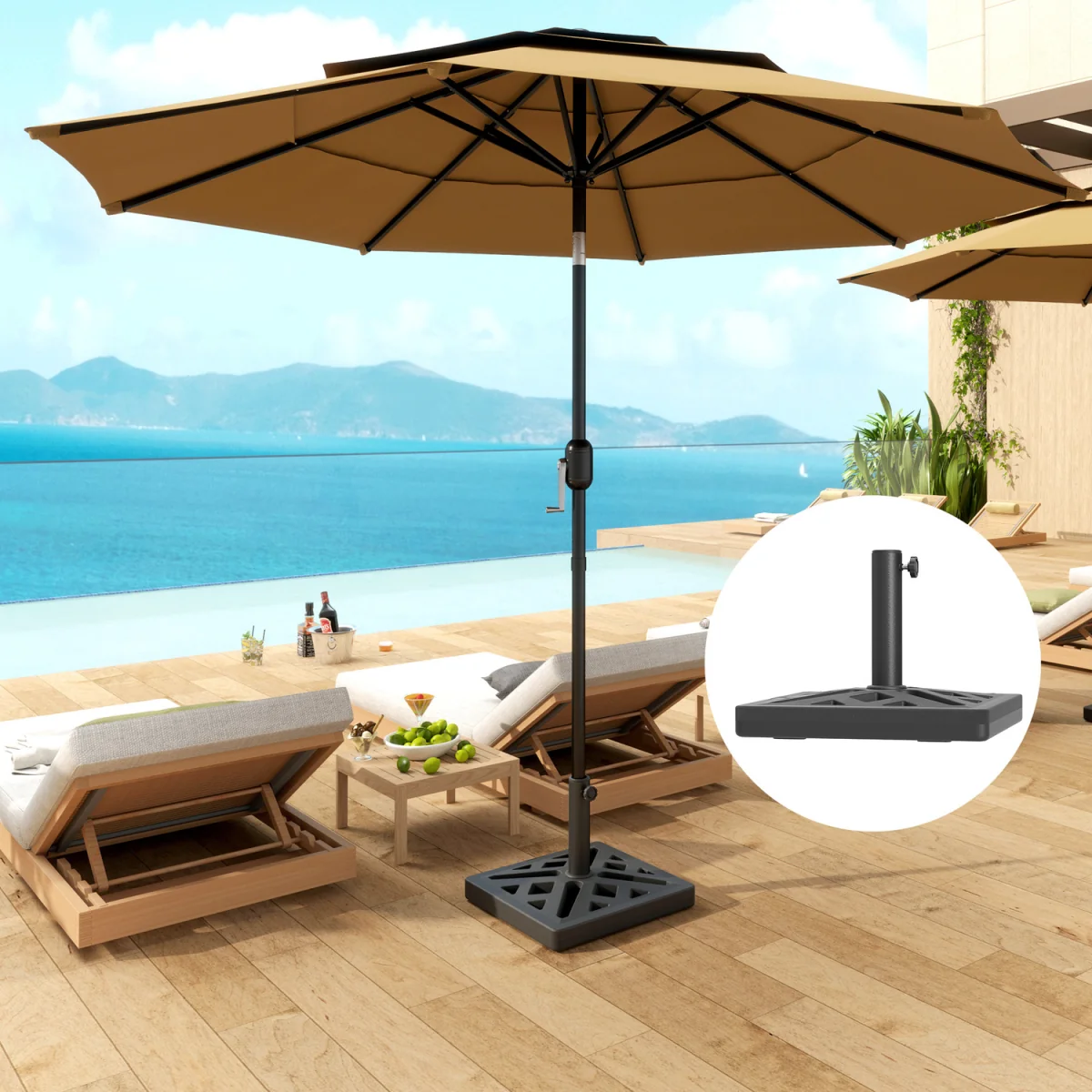 Outsunny 15kg Cut-Out Designed Garden Parasol Base - Black – image 2