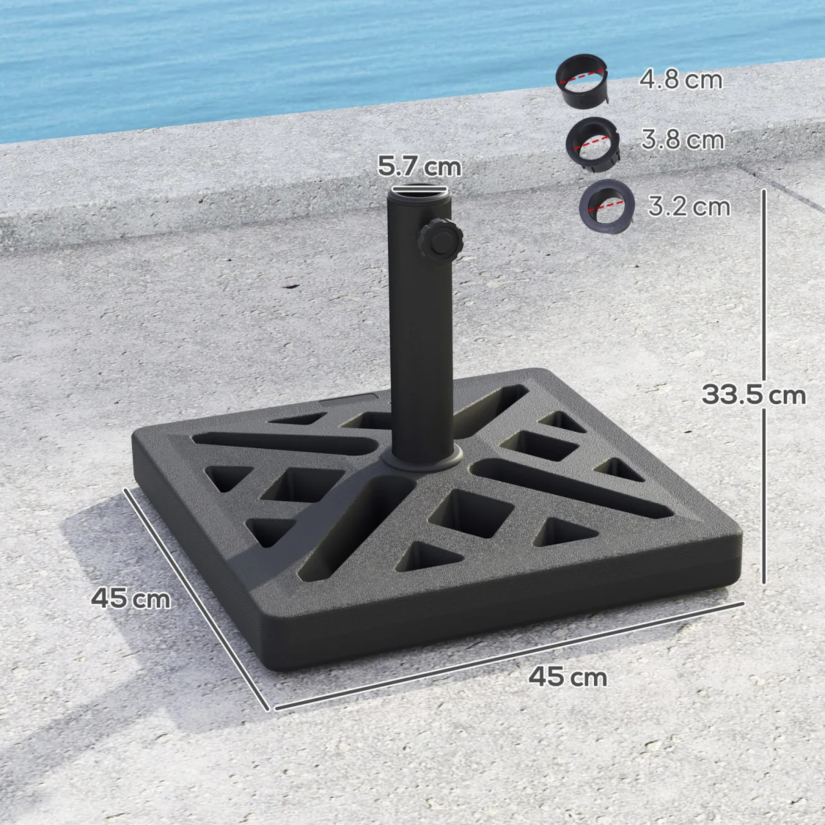 Outsunny 15kg Cut-Out Designed Garden Parasol Base - Black – image 3
