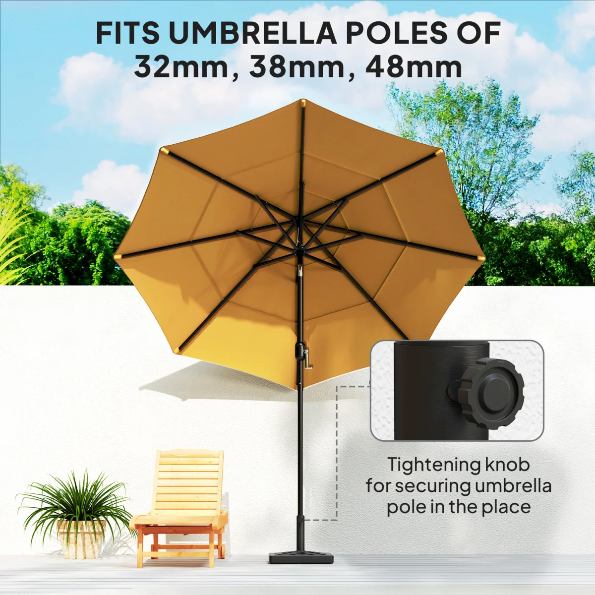 Outsunny 15kg Cut-Out Designed Garden Parasol Base - Black – image 4