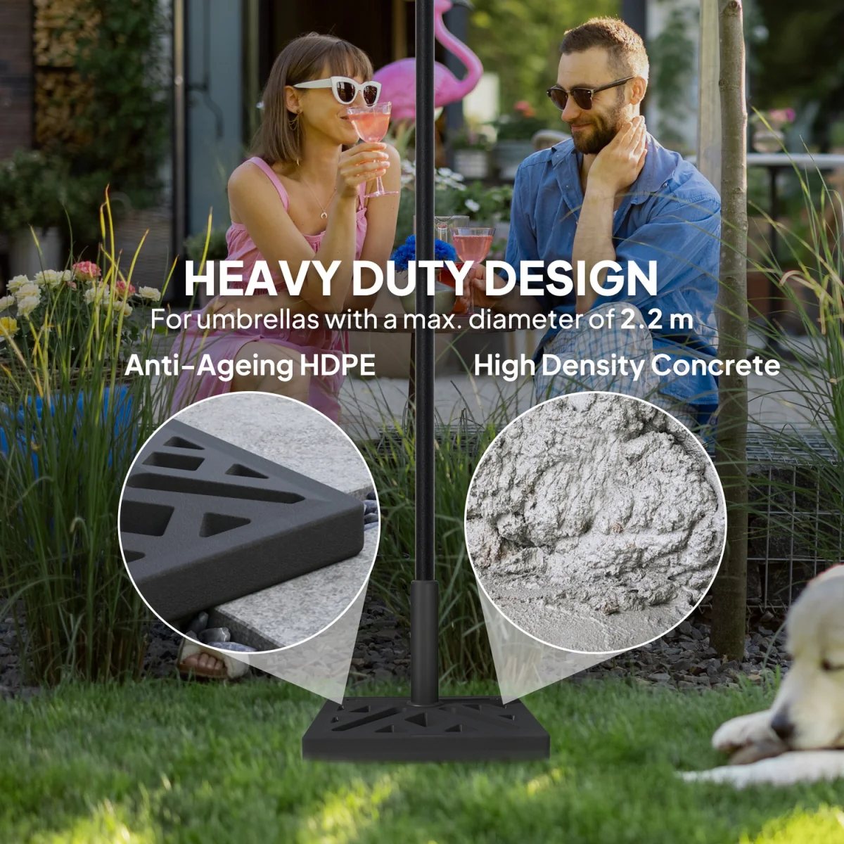 Outsunny 15kg Cut-Out Designed Garden Parasol Base - Black – image 5