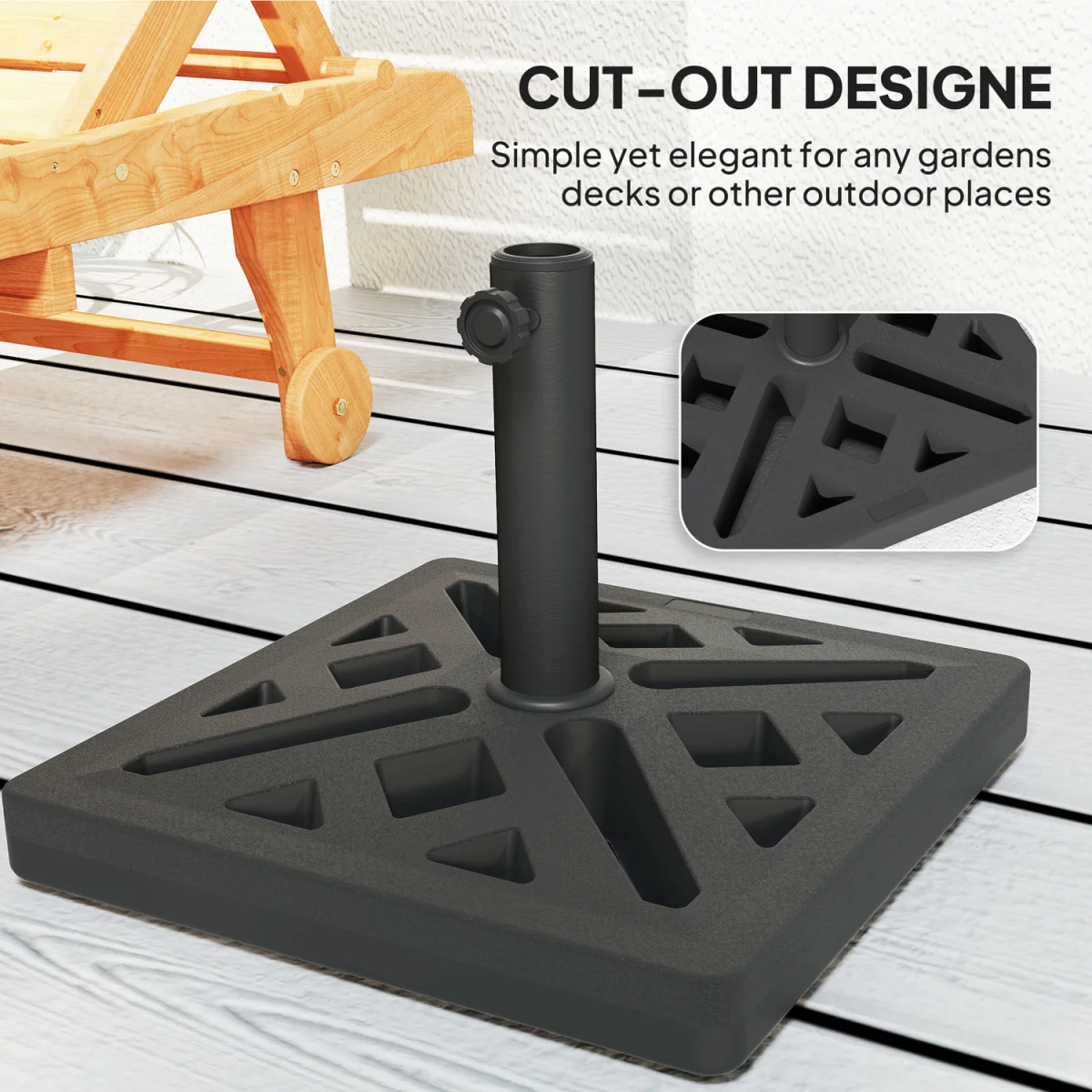 Outsunny 15kg Cut-Out Designed Garden Parasol Base - Black – image 6