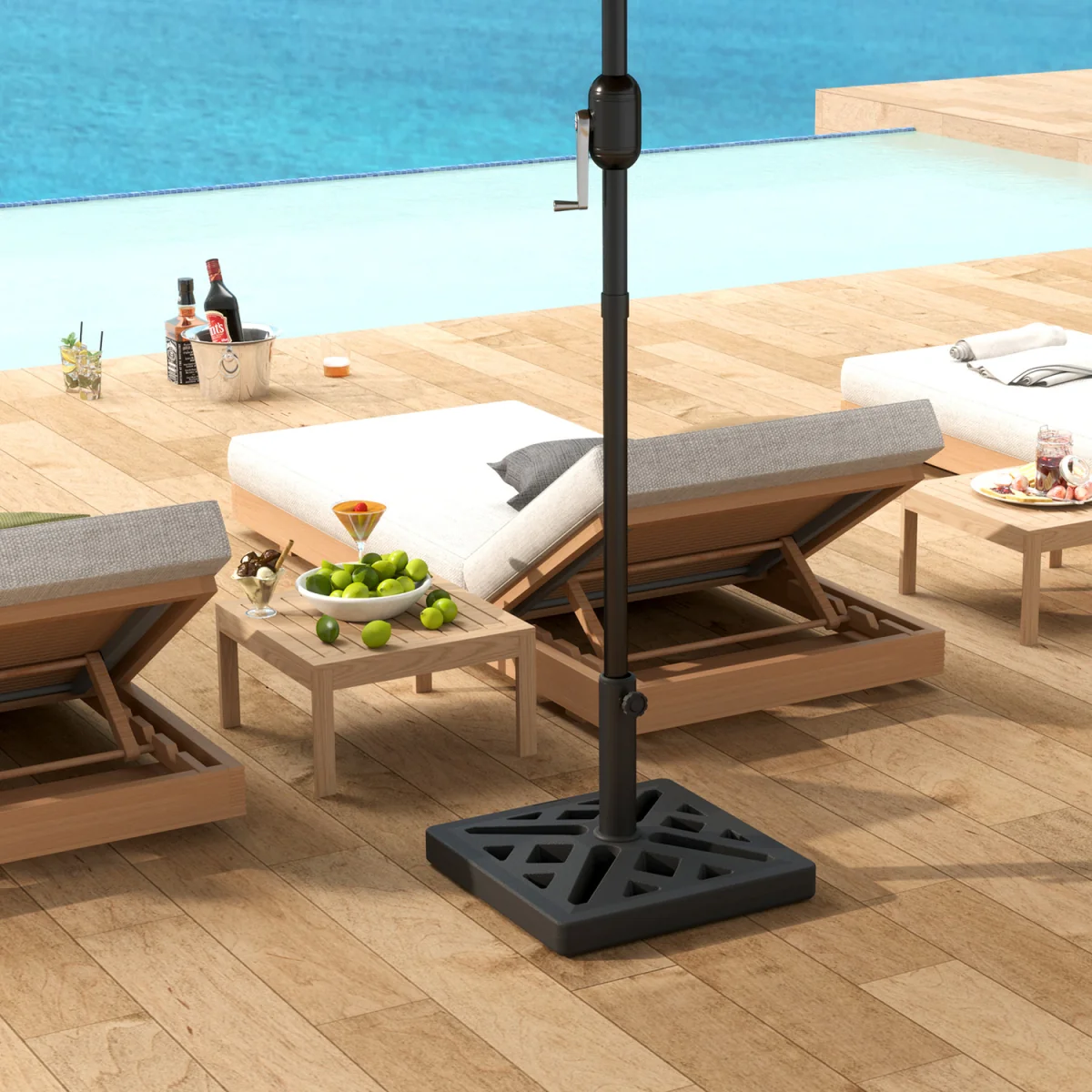 Outsunny 15kg Cut-Out Designed Garden Parasol Base - Black – image 7