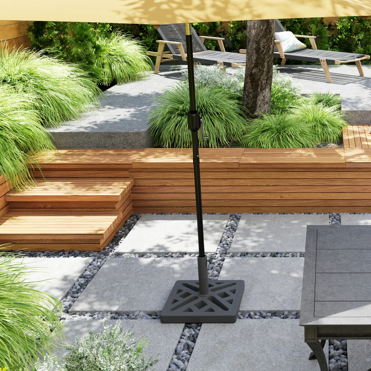 Outsunny 15kg Cut-Out Designed Garden Parasol Base - Black – image 10
