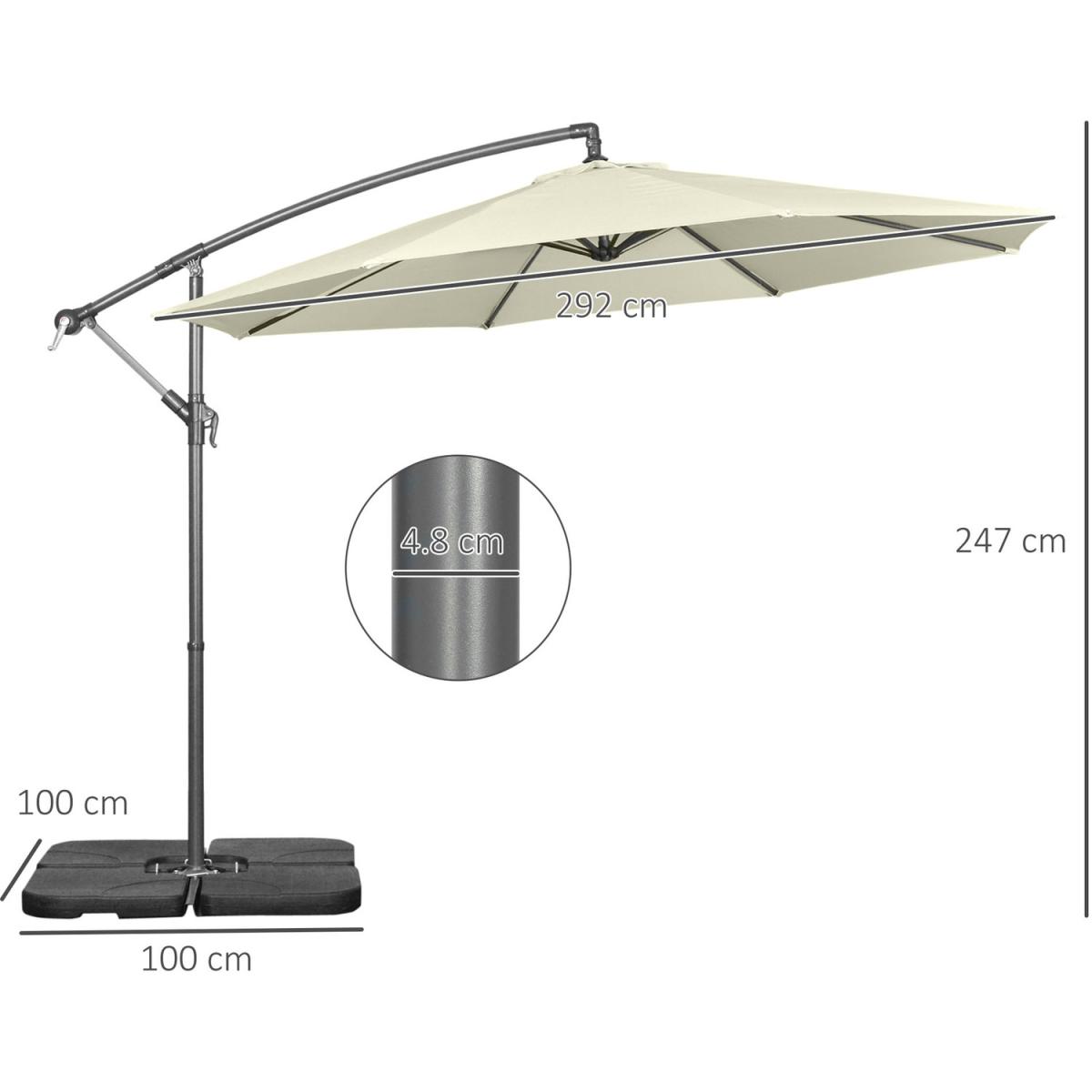 3m Garden Parasol Sun Shade Banana Umbrella - Beige – image 14