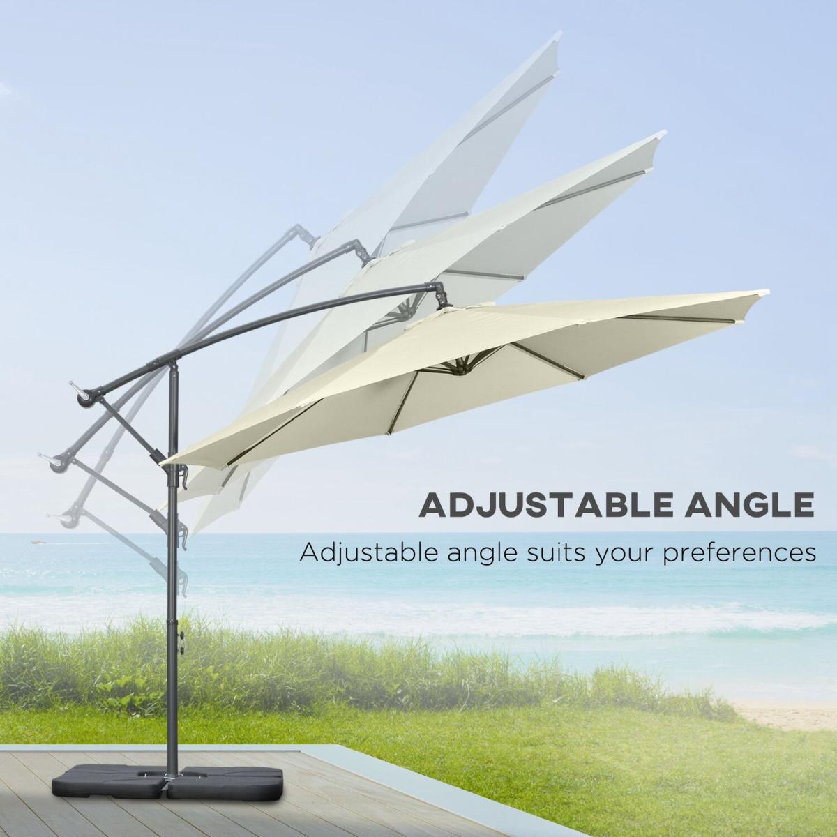 3m Garden Parasol Sun Shade Banana Umbrella - Beige – image 16