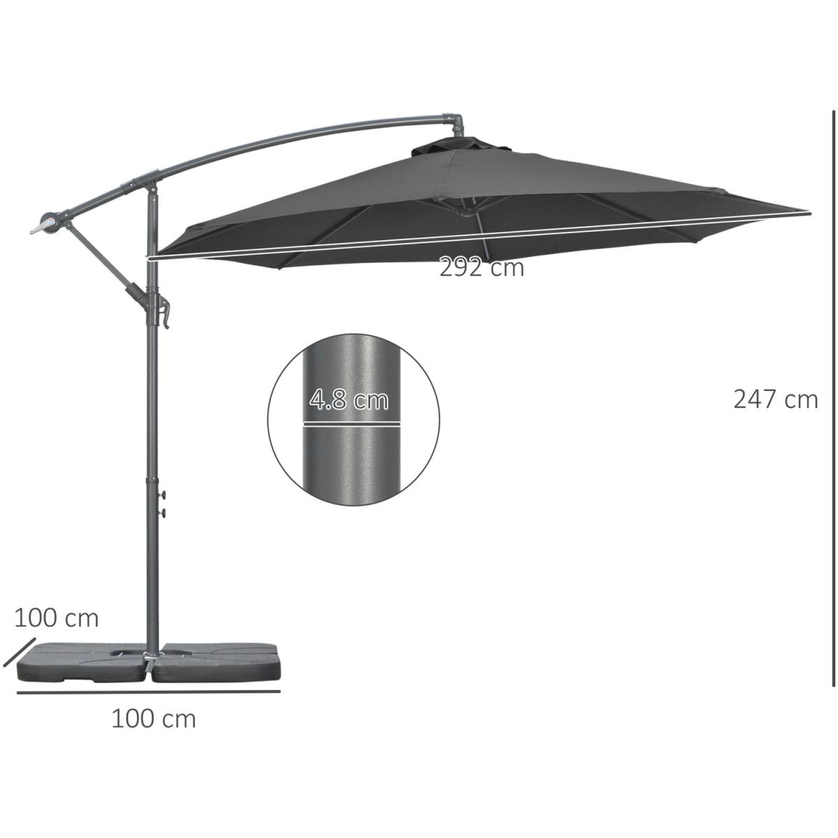 3m Garden Parasol Sun Shade Banana Umbrella - Beige – image 18