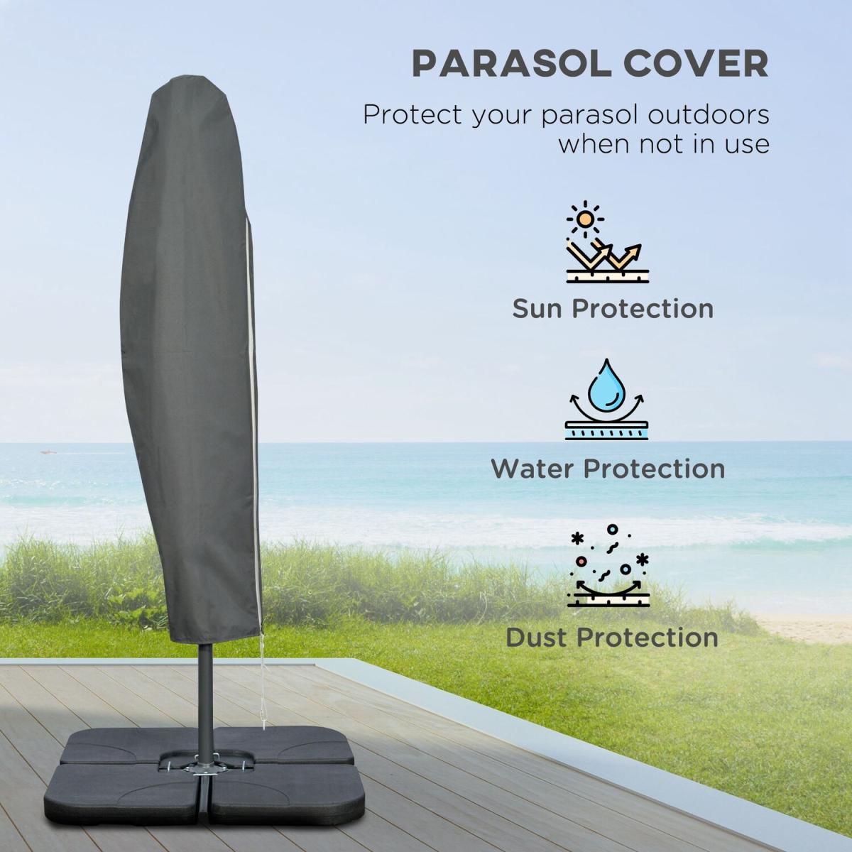 3m Garden Parasol Sun Shade Banana Umbrella - Beige – image 3