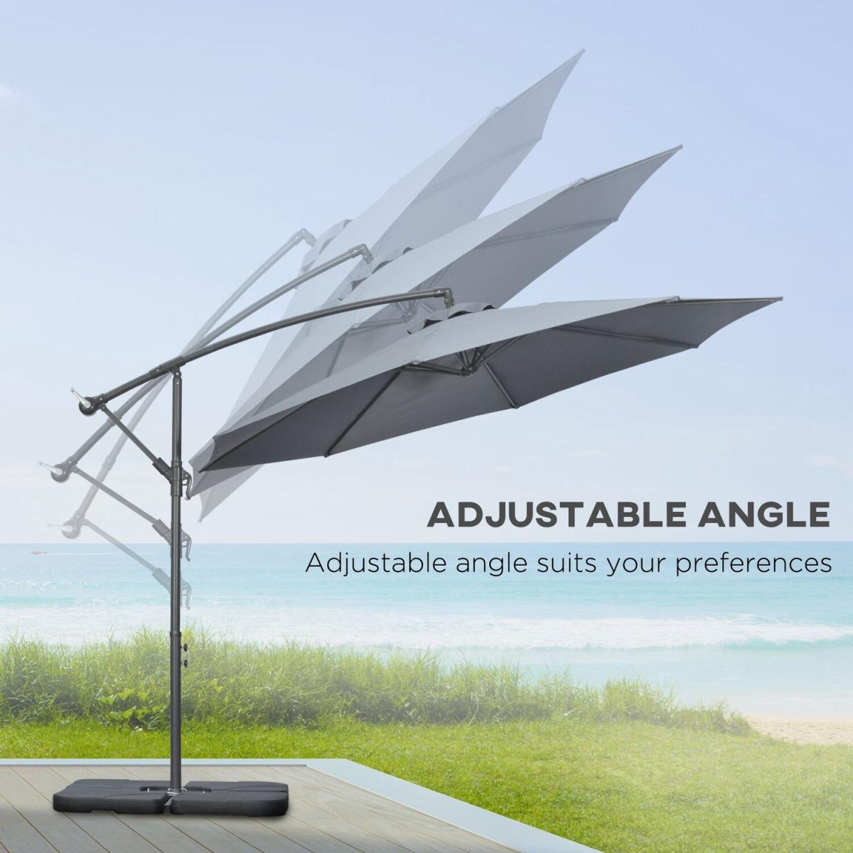 3m Garden Parasol Sun Shade Banana Umbrella - Beige – image 27
