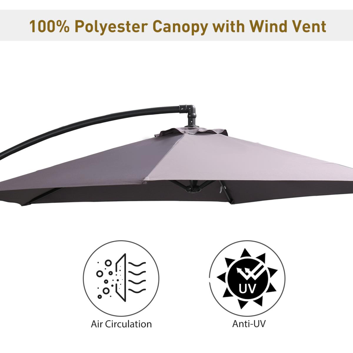 3m Garden Parasol Sun Shade Banana Umbrella - Beige – image 30