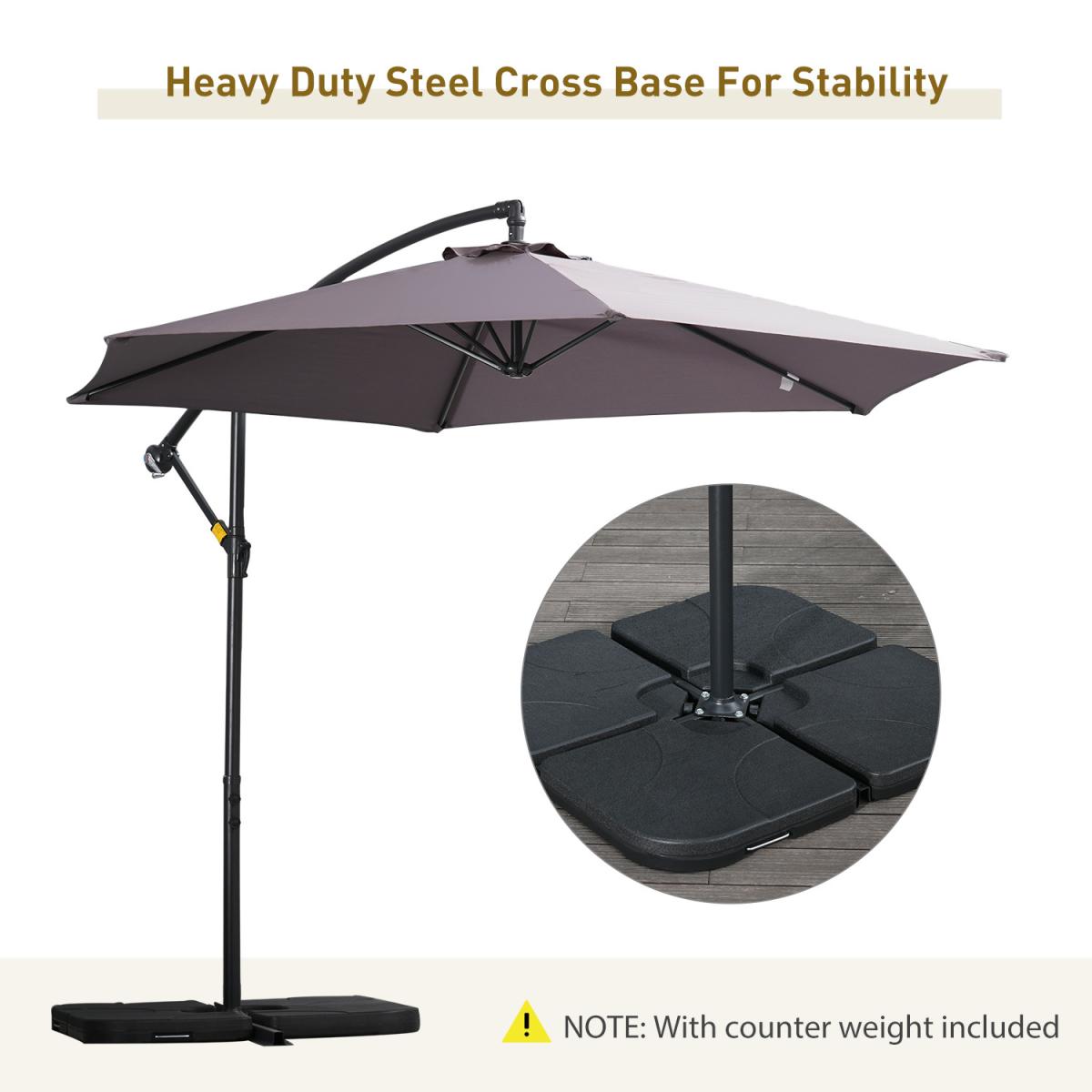 3m Garden Parasol Sun Shade Banana Umbrella - Beige – image 32