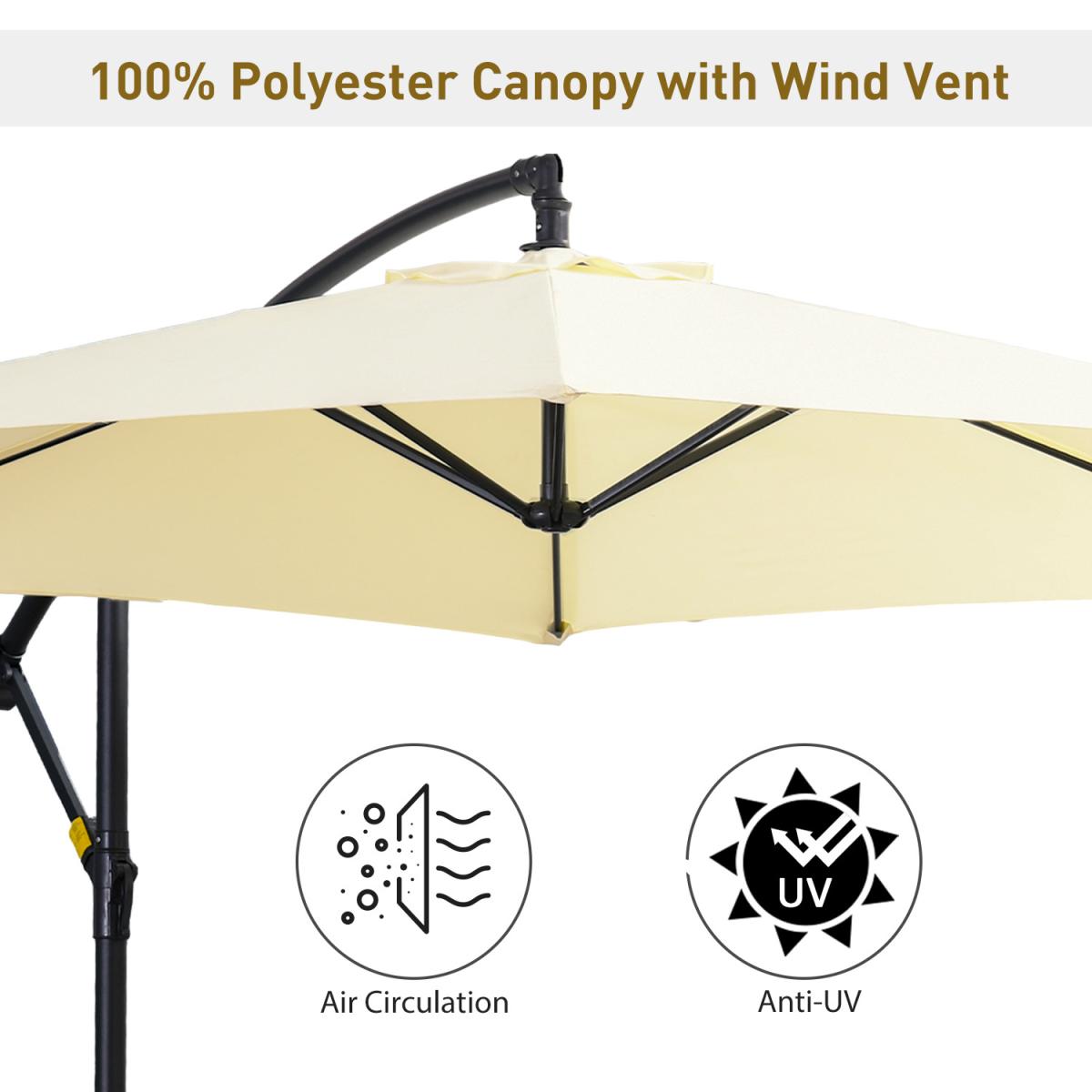 3m Garden Parasol Sun Shade Banana Umbrella - Beige – image 43