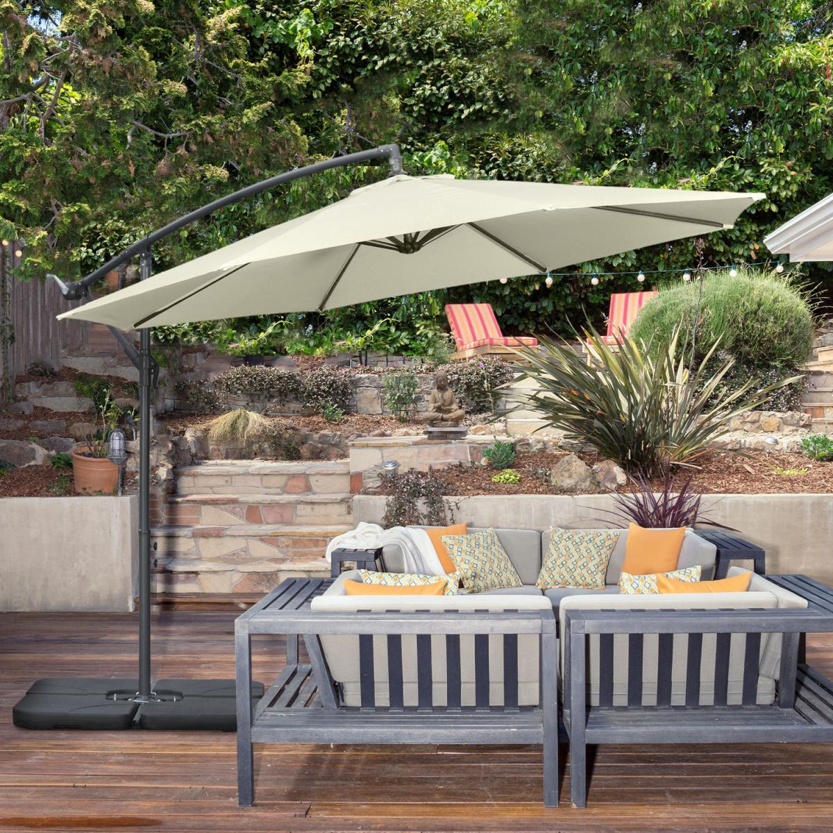 3m Garden Parasol Sun Shade Banana Umbrella - Beige – image 10