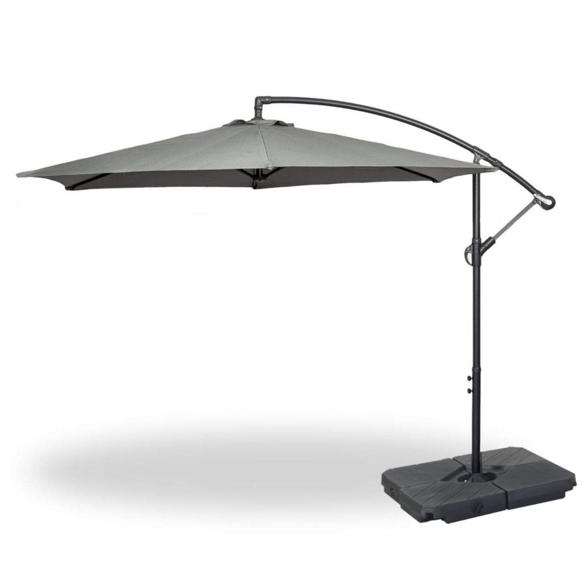 GardenCo 3m Cantilever Banana Parasol with Bases - Grey - Grey – image 2