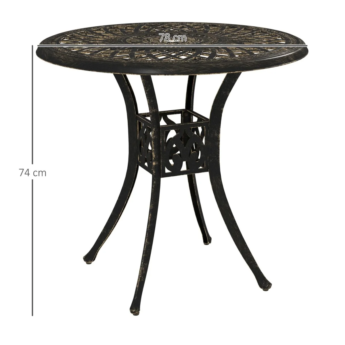 Kenofa Cast Aluminium Round Garden Dining Table with Parasol Hole - Bronze Tone – image 3