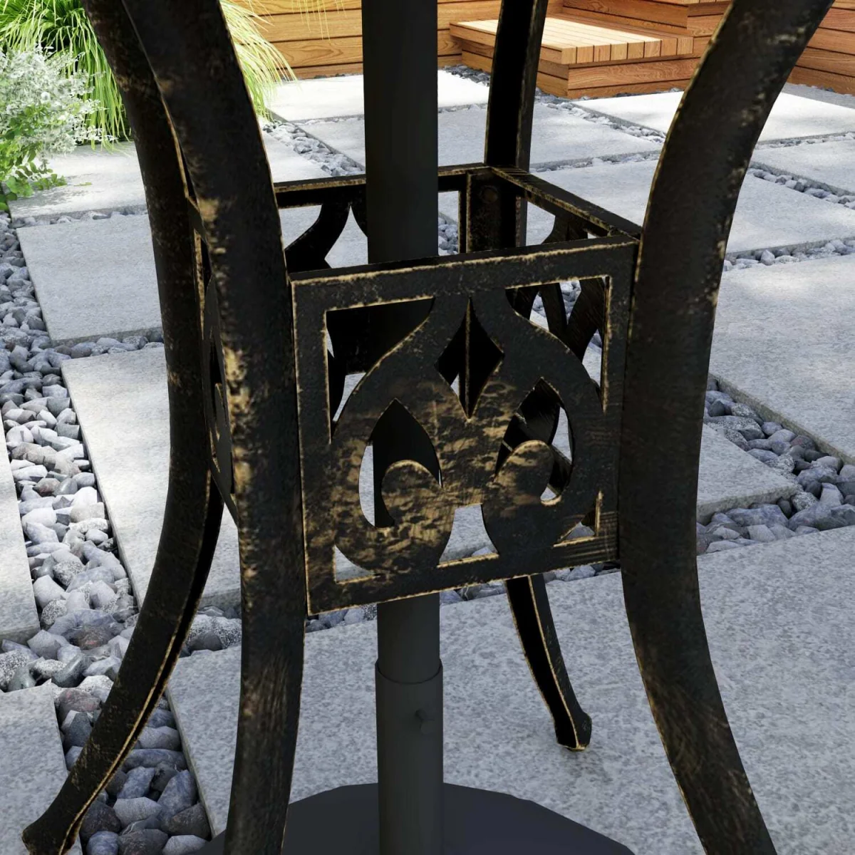 Kenofa Cast Aluminium Round Garden Dining Table with Parasol Hole - Bronze Tone – image 9