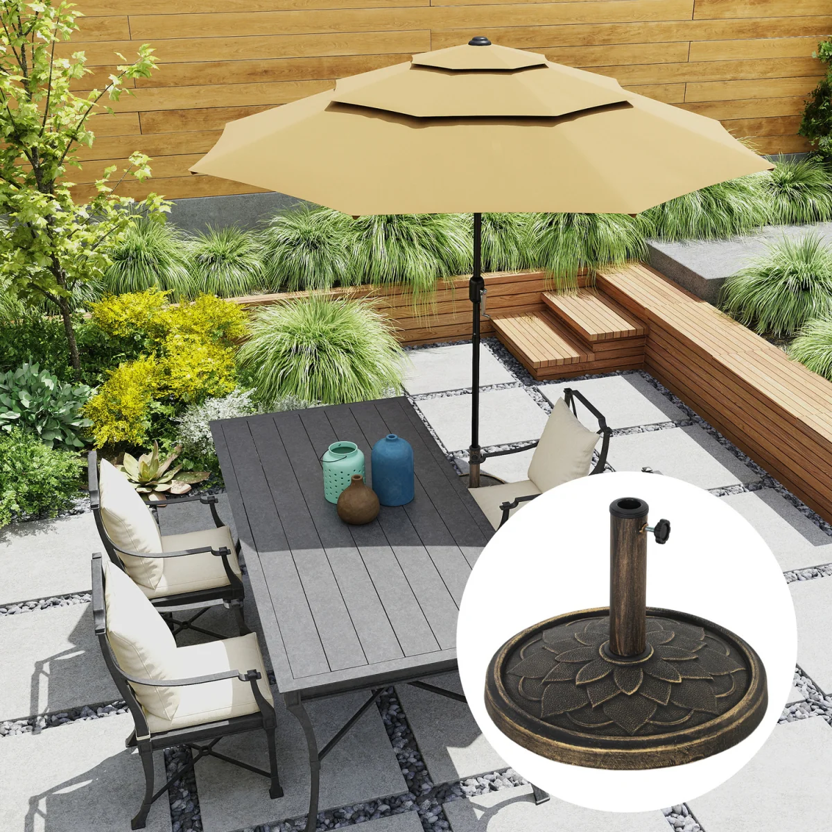 Outsunny 12kg Umbrella Base Parasol Base - Bronze Tone – image 4