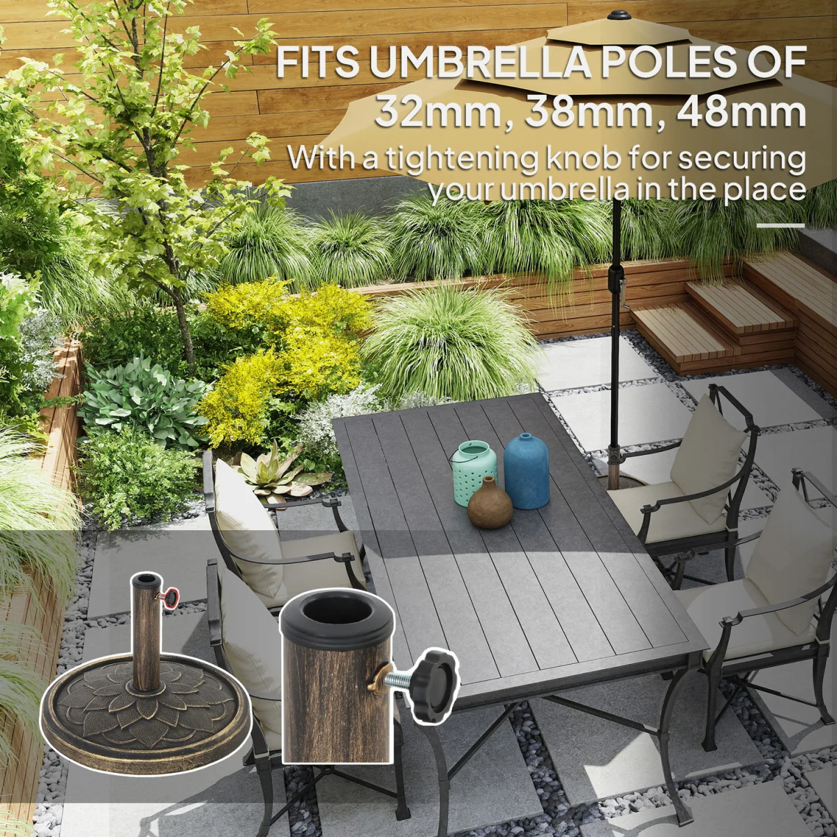 Outsunny 12kg Umbrella Base Parasol Base - Bronze Tone – image 6