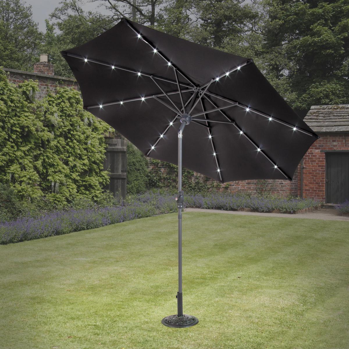 2.7M Market Umbrella With Bluetooth LEDs - Black – image 2