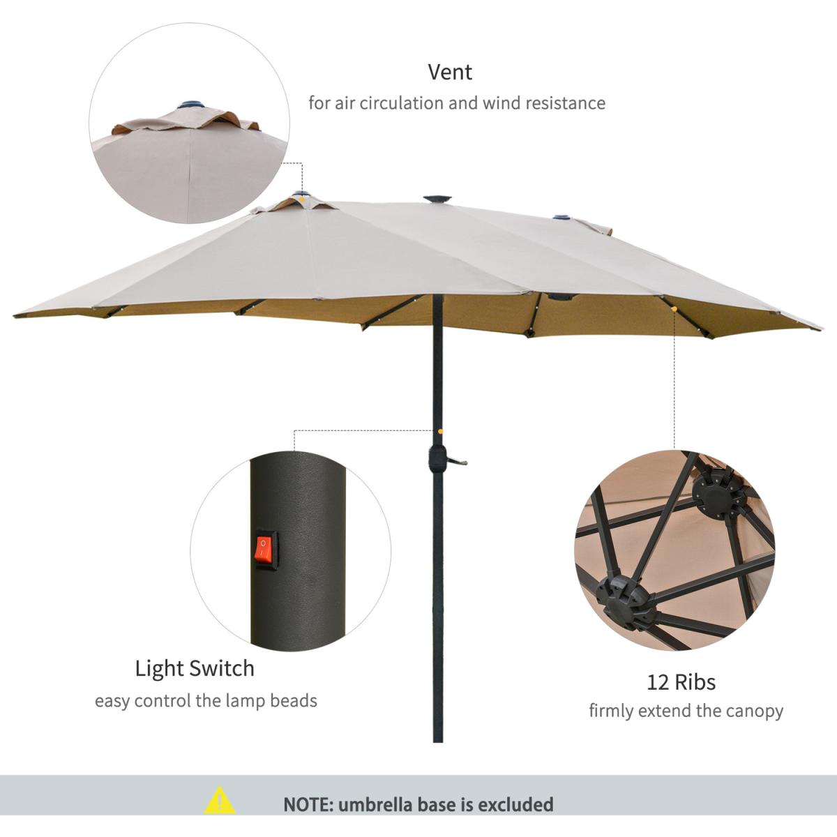 4.4m Double Sided Sun Parasol - Khaki – image 4