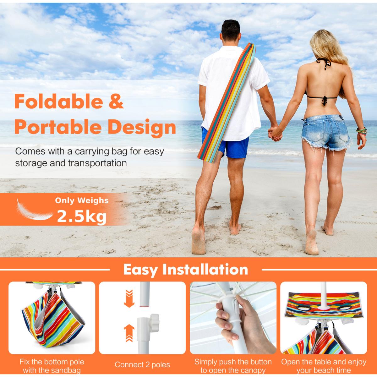 2m Beach Umbrella Multicolour - Multicolour – image 2