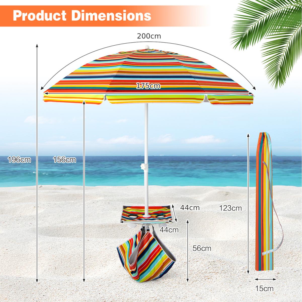 2m Beach Umbrella Multicolour - Multicolour – image 3